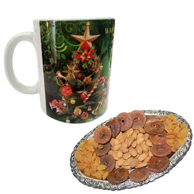 "Christmas Mug - code01 + Dryfruit Hamper - Code DT901 - Click here to View more details about this Product